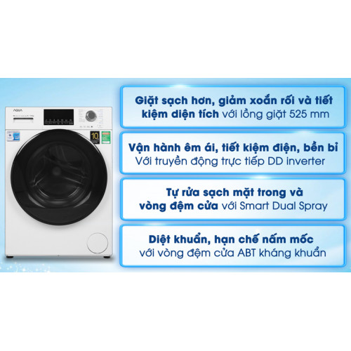 Máy giặt Aqua Inverter 9 kg AQD-D900F W 