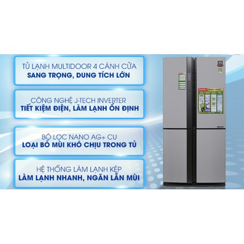 Tủ lạnh Sharp Inverter 605 lít SJ-FX680V-ST